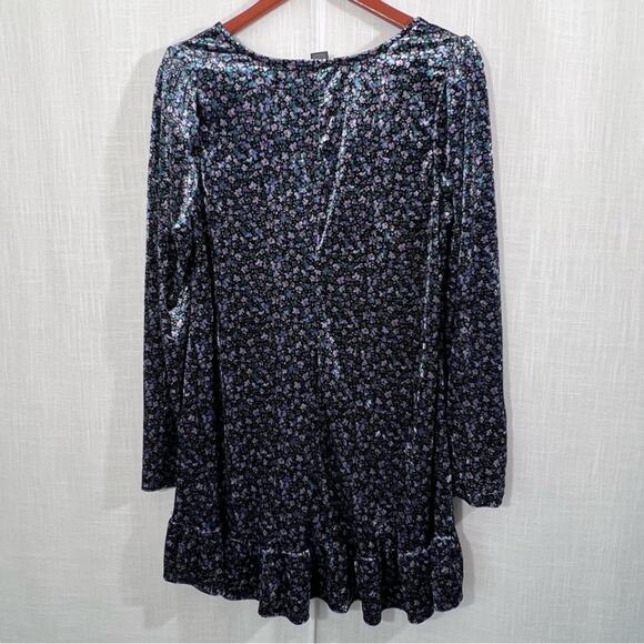 Wild Fable Velvet Floral Long Sleeve Puff Shoulder Boho Dress Size L - Picture 14 of 15